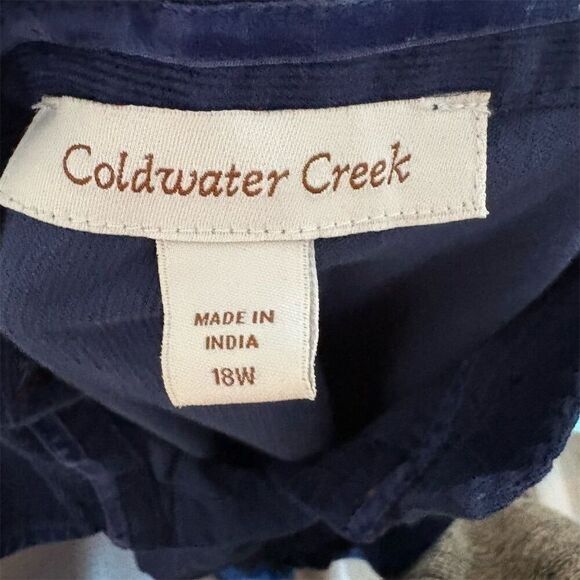 Coldwater Creek Plus Size 18 Blue Corduroy Long Sleeve Button Shirt Dress - Picture 6 of 6